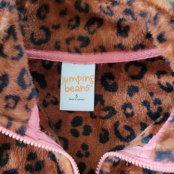 Jumping Beans Faux Fur Leopard Print Quarter Zip Top Girls Size 5T Brown… - Picture 4 of 5